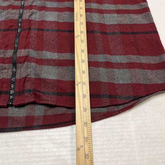 Jared Flannel Mens XL Red Plaid Fleece Lined Hood Zip Front Shirt Jacket Outdoor - Picture 4 of 8